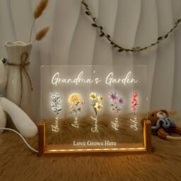 Custom Grandma's Garden Birth Flower Night Light Personalized Family Gift - thumbnail 1