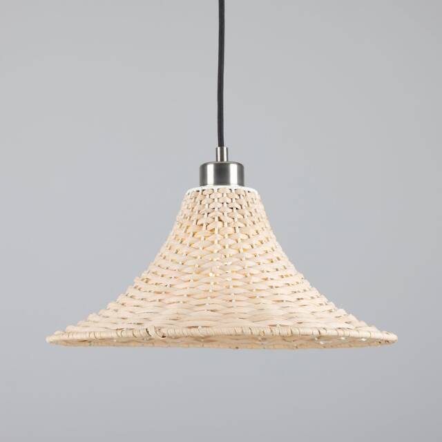 Savannah Large Bell-Shaped Rattan Pendant Light 13.5'' Ip20 - image 1