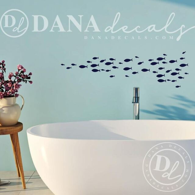 Small School Of Simple Fish - Wall Decal Custom Vinyl Art Stickers - image 1