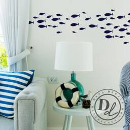 Small School Of Simple Fish - Wall Decal Custom Vinyl Art Stickers - thumbnail 3