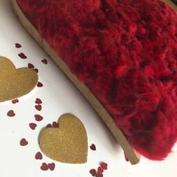 Heart Wall Art - Woollen Heart Plaque Wall Decor Merino Wool Artwork Valentines Red - thumbnail 2