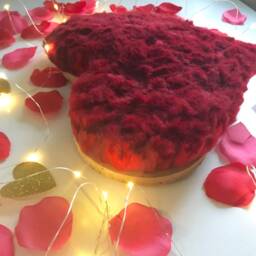 Heart Wall Art - Woollen Heart Plaque Wall Decor Merino Wool Artwork Valentines Red - thumbnail 4