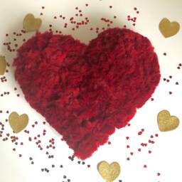 Heart Wall Art - Woollen Heart Plaque Wall Decor Merino Wool Artwork Valentines Red