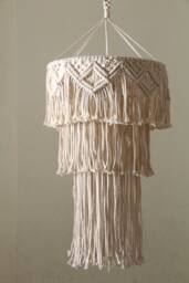 Boho Macrame Fringe Chandelier - Wedding Decor Baby Shower Lampshade Pendant Light Hangings Home - thumbnail 1
