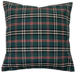 Green Plaid Cotton Cushion Cover Checked Throw Pillow Case