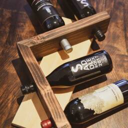 Wood Wine Bottle Rack - Dark Brown & Light Natural - thumbnail 2