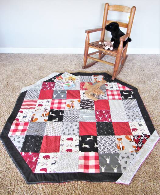 Woodland Patchwork Baby Play Mat Tummy Time Blanket - 39 Inch - image 1