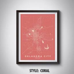 Oklahoma City Map Art Print Vintage Style Office Decor - thumbnail 3