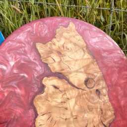 Round Serving Platter Centre Piece With Solid Olive Wood & Resin Art - thumbnail 2