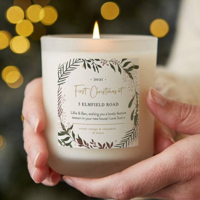 First Christmas in New Home Gift - Personalised Gifts Candle - image 1