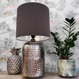 Charcoal Grey Brown Lampshade in Velvet With Silver Lining, Large Ceiling Lightshade - thumbnail 2