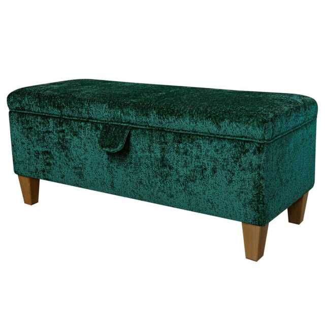Green Plush Storage Bench - Luxury Ottoman Handmade in Britain - image 1