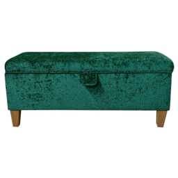 Green Plush Storage Bench - Luxury Ottoman Handmade in Britain - thumbnail 3