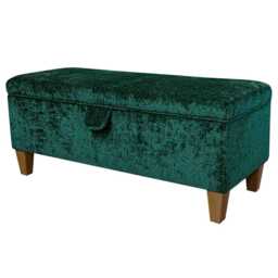 Green Plush Storage Bench - Luxury Ottoman Handmade in Britain