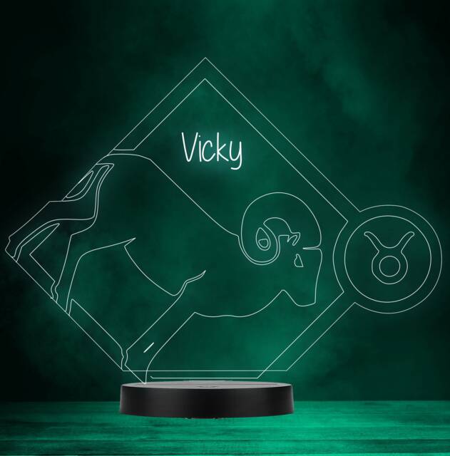 Ram Sheep Aries Zodiac Star Sign Personalised Colour Change Lamp Night Light - image 1
