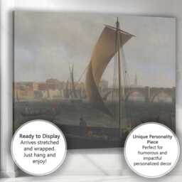 Historic Riverside Sailing Boats Stone Bridge Harbour Canvas Wall Art Print Decor Picture Ready To Hang - thumbnail 3