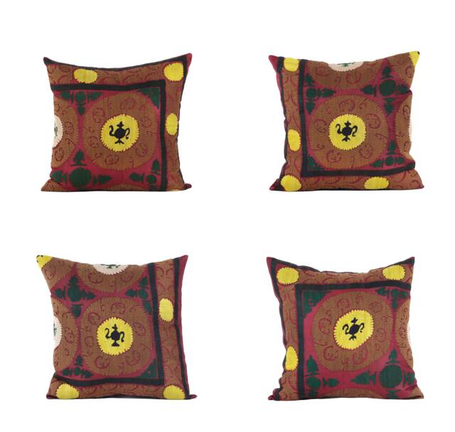 Set Of 4 Pcs, Suzani Pillow Cover, Uzbek Pillow, 20.08 - image 1