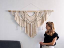 Above Bed Decor, Extra Large Macrame Wall Hanging, Mural, Headboard, Ivory Eco Nursery Decor