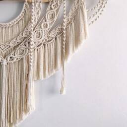Above Bed Decor, Extra Large Macrame Wall Hanging, Mural, Headboard, Ivory Eco Nursery Decor - thumbnail 4