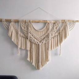 Above Bed Decor, Extra Large Macrame Wall Hanging, Mural, Headboard, Ivory Eco Nursery Decor - thumbnail 3