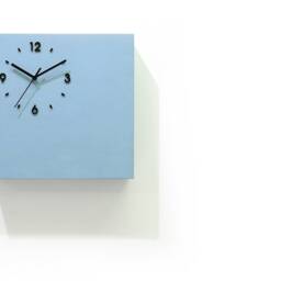Wooden Time Box Clock With Secret Compartment - Blue Chalk Pendulum Wall Nursery Room Modern Minimalist Home Deco Wedding Gift - thumbnail 3