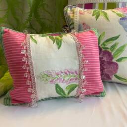 "Floral Decorative Pillow Cover Designers Guild Monticello, Lilac Purple & Green, 20""x 20" - thumbnail 2