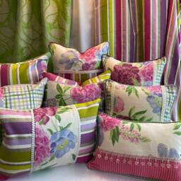"Floral Decorative Pillow Cover Designers Guild Monticello, Lilac Purple & Green, 20""x 20" - thumbnail 4