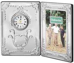 Victorian Pattern Clock & Frame 925 Sterling Silver English Hallmarks With Wooden Back By Jewelarideisigns - thumbnail 1