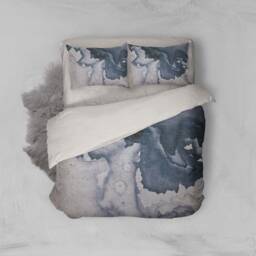 Watercolor Map Bedding Set, Abstract Blue Swirl Quilt Cover - thumbnail 3