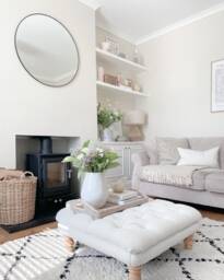 76 X cm Square Oxford Chesterfield Style Deep Buttoned Footstool in Faux Linen Naturale Chalk Footstool/Coffee Table