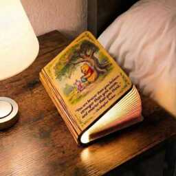 Winnie The Pooh Book Lamp, Christopher Robin Quote Night Light, Motivational You Are Braver Than Believe Light - thumbnail 1