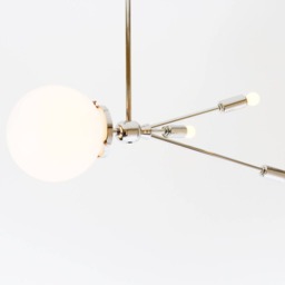 Polished Nickel Sputnik Lamp, Mid Century Hanging Lighting Fixture, Comet Space Age Chandelier, Rocket Design By Bootsngus, Bulbs Included - thumbnail 3