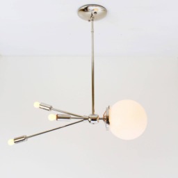 Polished Nickel Sputnik Lamp, Mid Century Hanging Lighting Fixture, Comet Space Age Chandelier, Rocket Design By Bootsngus, Bulbs Included - thumbnail 2