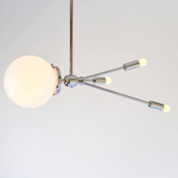 Polished Nickel Sputnik Lamp, Mid Century Hanging Lighting Fixture, Comet Space Age Chandelier, Rocket Design By Bootsngus, Bulbs Included - thumbnail 4
