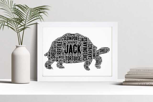 Personalised Tortoise Word Art Print, Reptile Lover Gift, Custom Wall Framed Picture, Present For Men, Women Nl - image 1