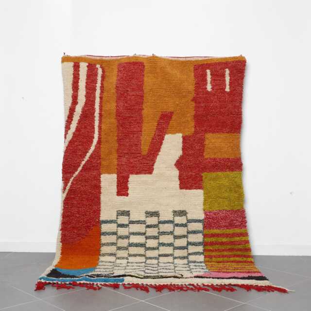 Handmade Boujad Wool Rug Abstract Multicolored Moroccan Carpet - image 1