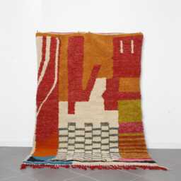 Handmade Boujad Wool Rug Abstract Multicolored Moroccan Carpet - thumbnail 1