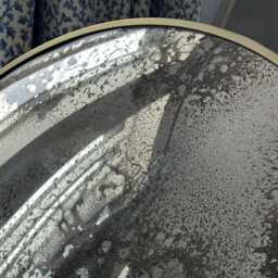 80cm Heavily Antiqued Convex Mirror - Brushed Gold Frame - thumbnail 3