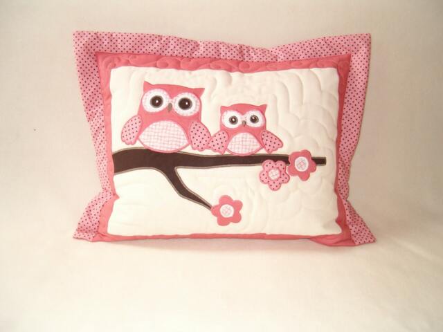 Owl Pillow, Kids Home Decor, Baby Shower Giftguide, Room Decor Salmon Brown White - image 1