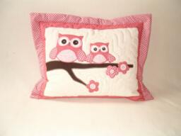 Owl Pillow, Kids Home Decor, Baby Shower Giftguide, Room Decor Salmon Brown White - thumbnail 1