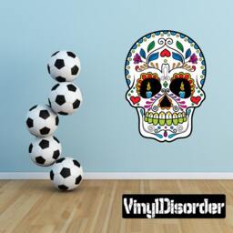 Sugar Skull Wall Decal - Fabric Vinyl Removable & Reusable Sugarskulluscolor033Et