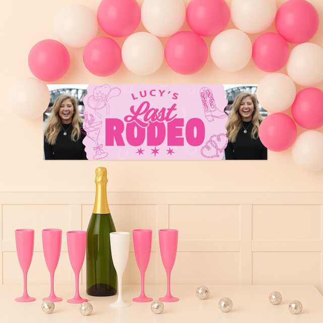 Personalised Hen Party Decor - Last Rodeo Theme Custom Name & Photo Do Banner Pink Cowgirl Western Bachelorette - image 1