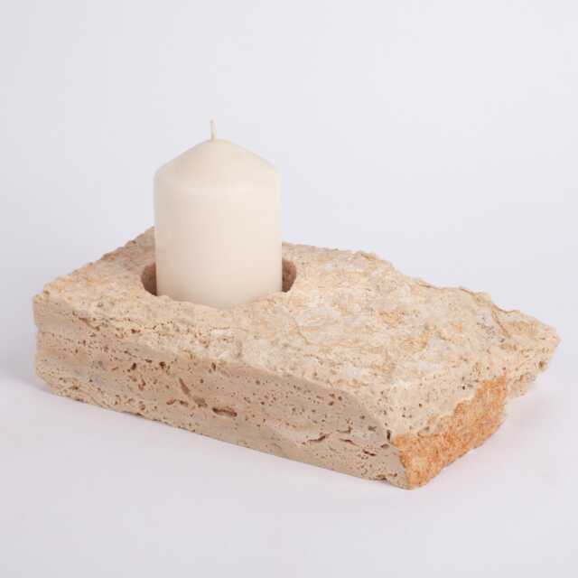 Natural Beige Travertine Candleholder - image 1