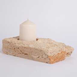 Natural Beige Travertine Candleholder - thumbnail 2