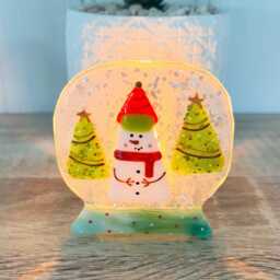 Festive Snowman Snowglobe Candle Holder Fused Glass Christmas Decoration - Cornish Fused Glass - thumbnail 2