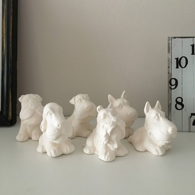 Set Of 6 Ceramic Dogs Miniatures, Ready To Paint, Education For Kids, Dogs, Gift Little Sculptures - image 1