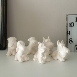 Set Of 6 Ceramic Dogs Miniatures, Ready To Paint, Education For Kids, Dogs, Gift Little Sculptures - thumbnail 1