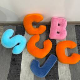Velour Cotton Letter Pillow, Custom Monogram Cushion, Baby Shower Gift - thumbnail 3