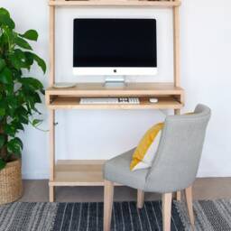 Mid Century Oak Writing Desk With Shelves, Bureau, Floating Dressing Table {Shown in Ash} - thumbnail 2