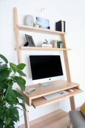 Mid Century Oak Writing Desk With Shelves, Bureau, Floating Dressing Table {Shown in Ash} - thumbnail 1